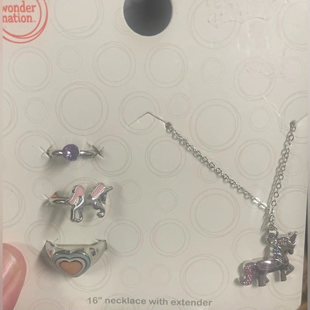 🔴 3/$12 Wonder Nation Unicorn Jewelry Set - Silver and Pink Accents!‎ NEW!